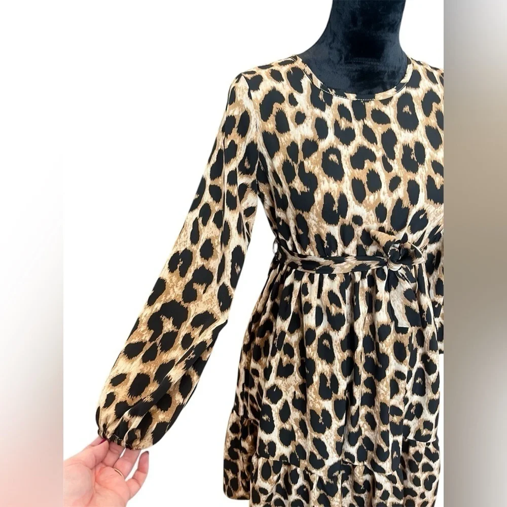 Shein Leopard Animal Print Dress Youth Girls size 11/12Y